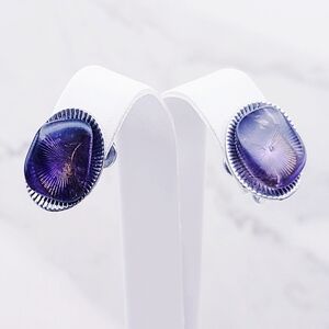 Hypnotic Amethyst Stone Mazey Daze Screw Back Earrings